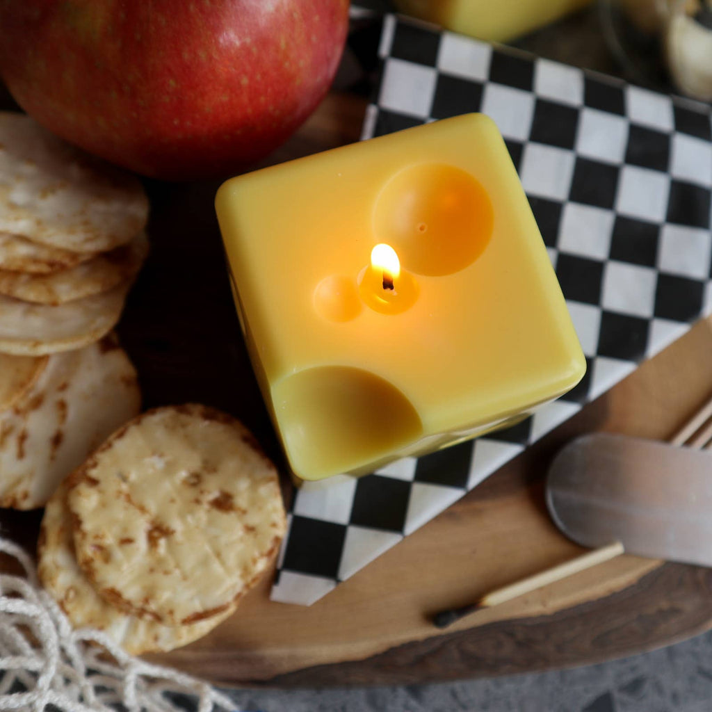 Cheese Candle / Swiss Cheese Shaped Square Candle