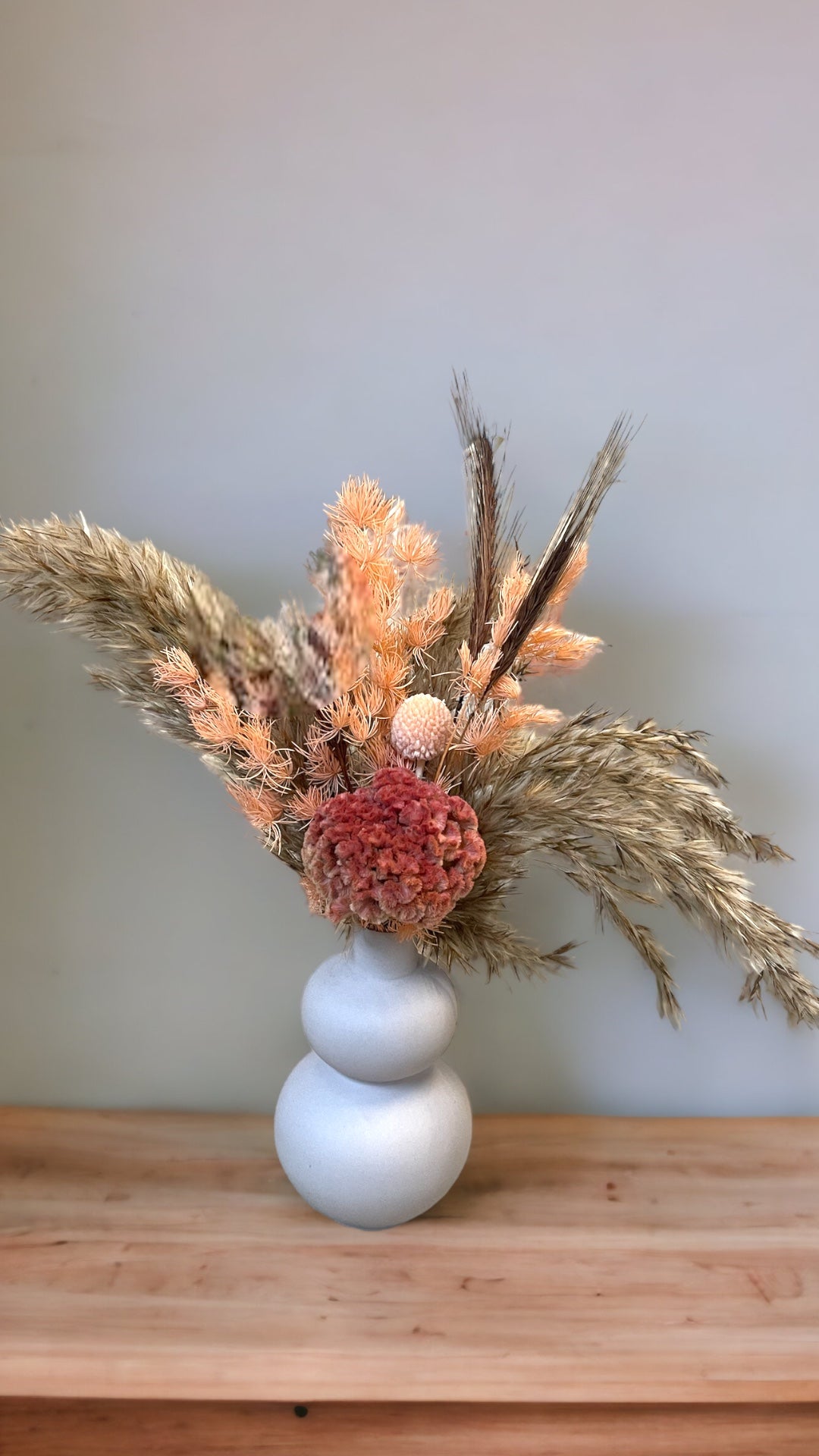 Celosia + Plume in Lavender Vase