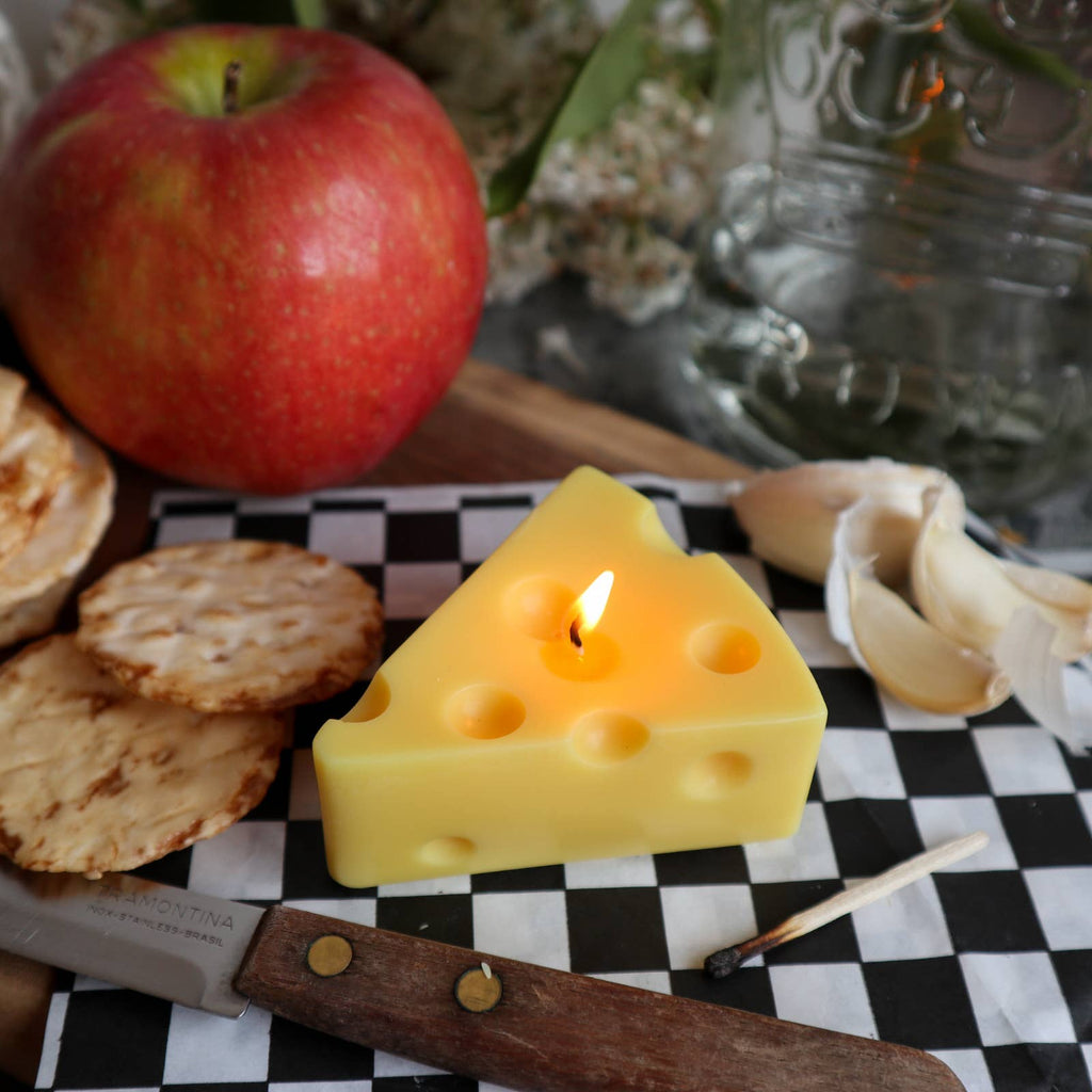 Cheese Shaped Candle / Swiss Cheese Triangle Candle