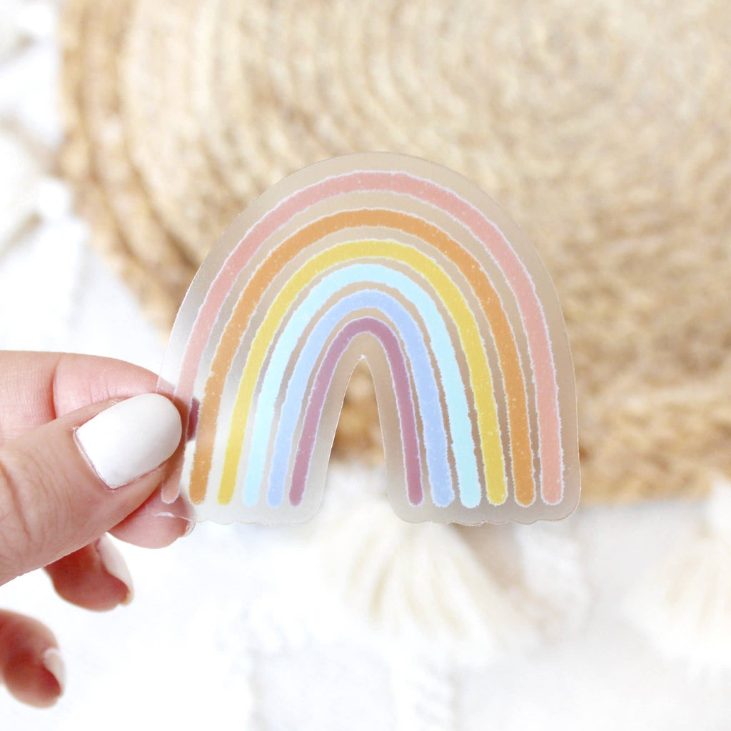 Elyse Breanne Design - Clear Pastel Rainbow Sticker, 2.5x2.5in.