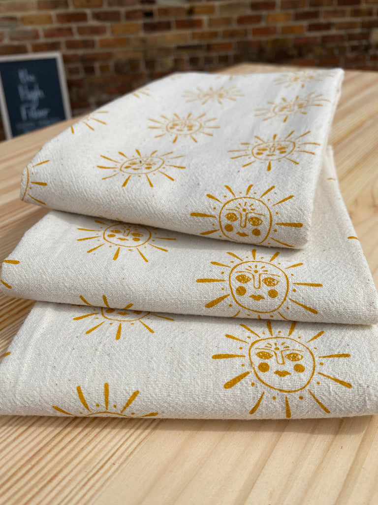 Sun Kitchen Towel, Handprinted