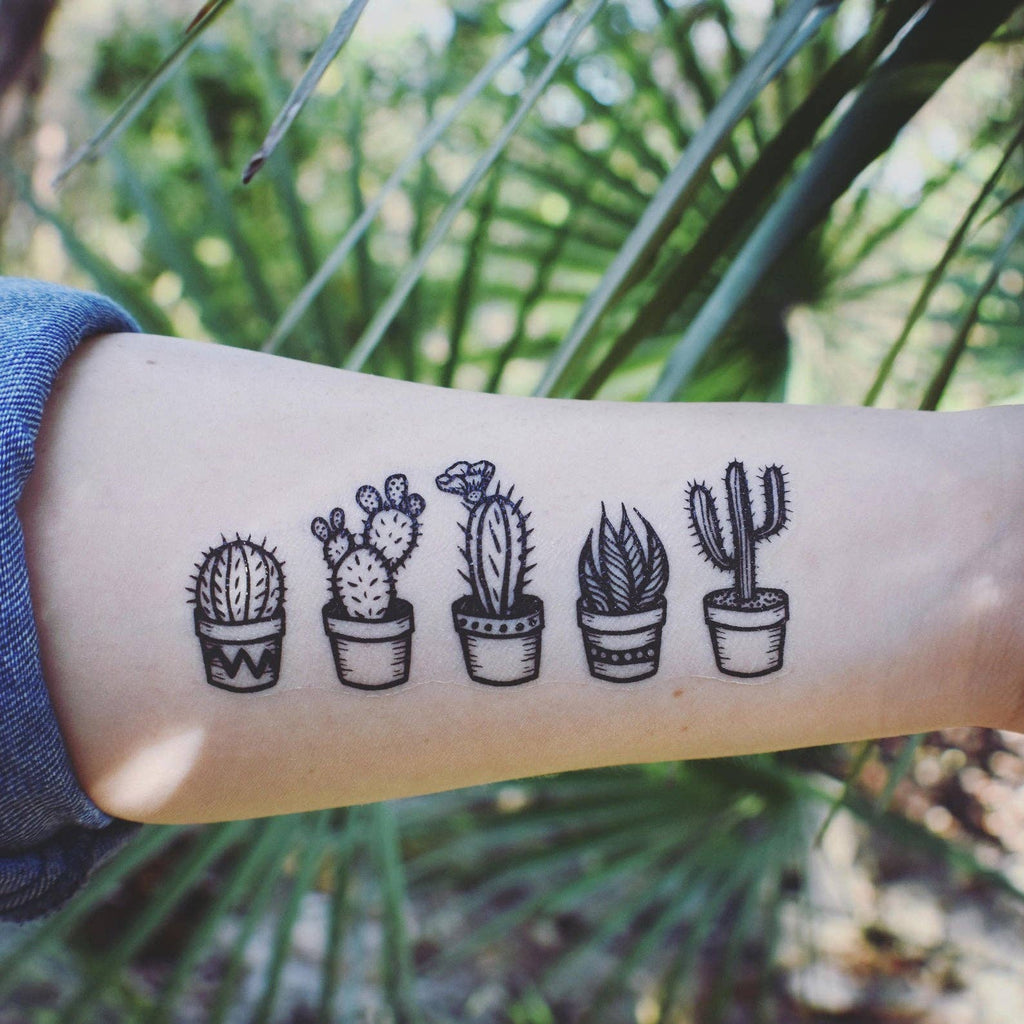 NatureTats - Potted Cactus Temporary Tattoo