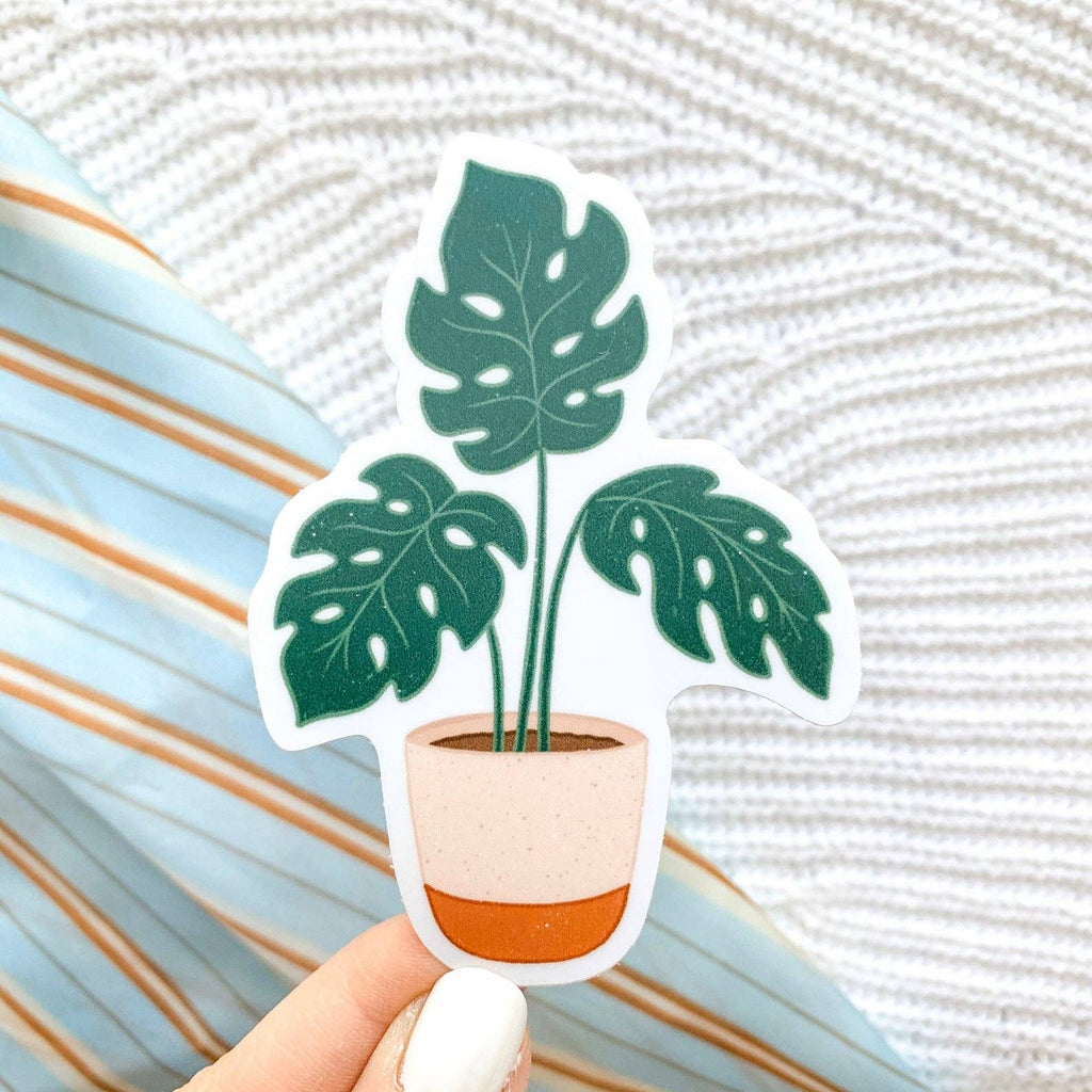 Elyse Breanne Design - Potted Monstera Plant Sticker, 3.5x2 in.