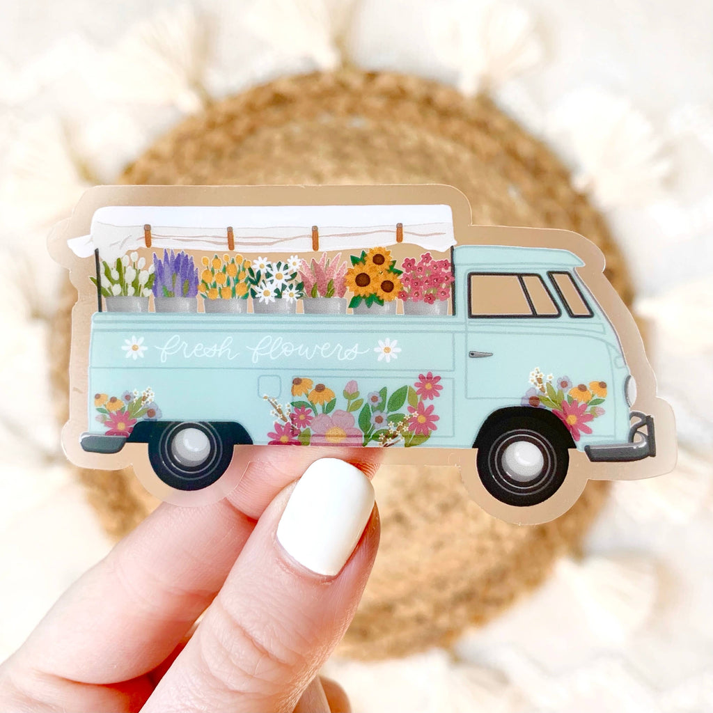Elyse Breanne Design - Clear Flower Truck Sticker, 3.25x2in.