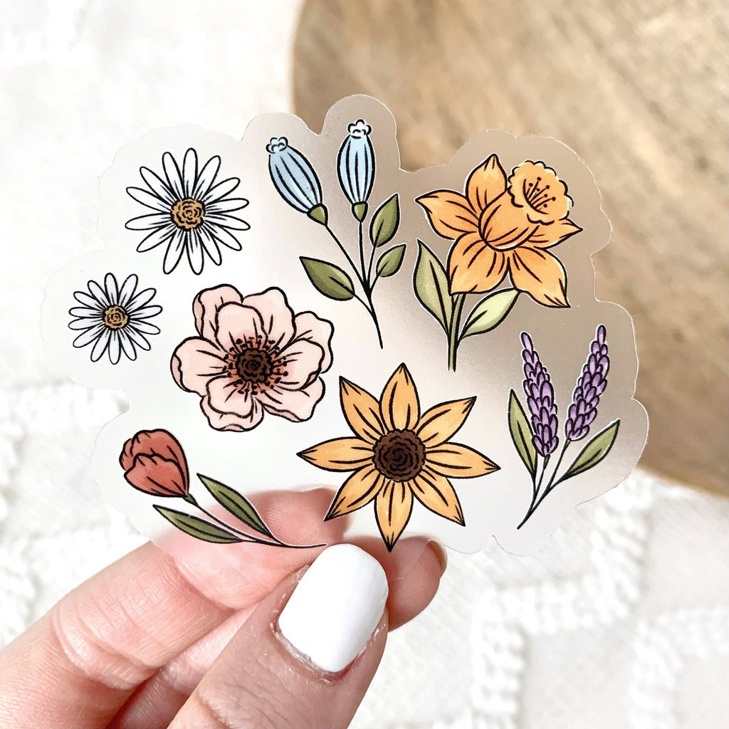 Elyse Breanne Design - Clear Floral Favorites Sticker, 3x3 in.