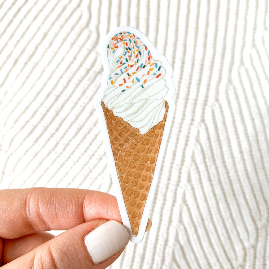 Elyse Breanne Design - Soft Serve Ice Cream Cone with Sprinkles Sticker, 3x2 in.