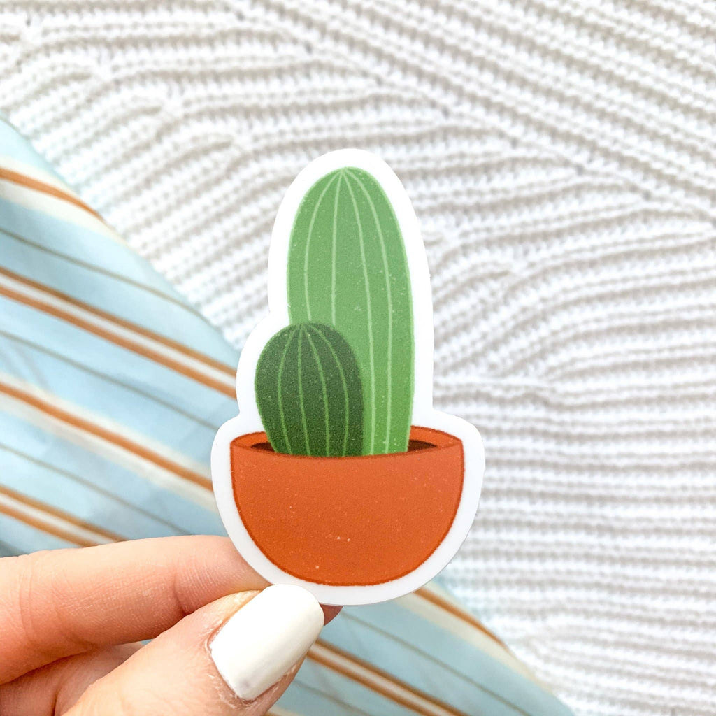 Elyse Breanne Design - Cacti with Terra Cotta Planter Sticker, 2.5x1 in.