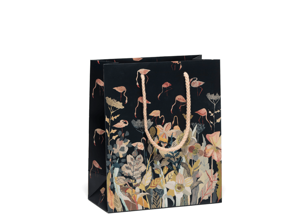 Floral Flamingo Bag Small Size 8 X 4 9.5 In Gift Wrap