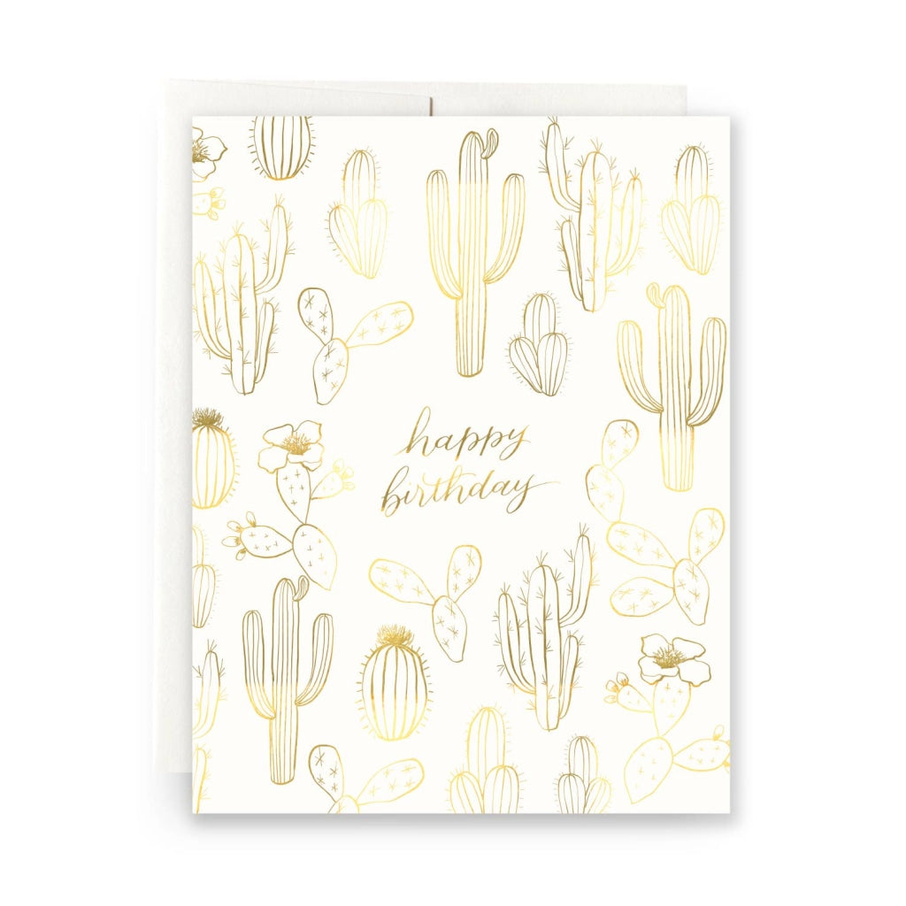 Happy Birthday- Gilded Cactus (Gold Foil) Cards
