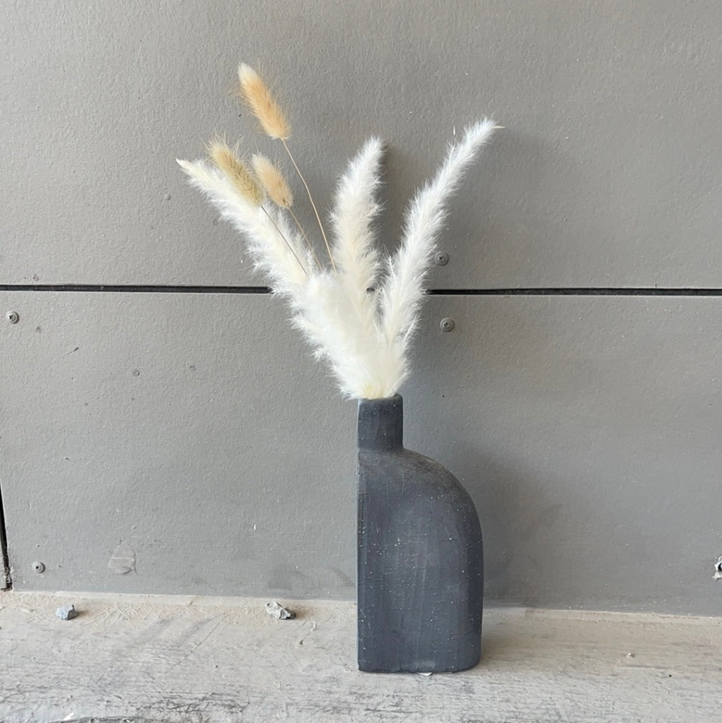 Matte Vase W/ Plume + Bunny Ear Dried Florals