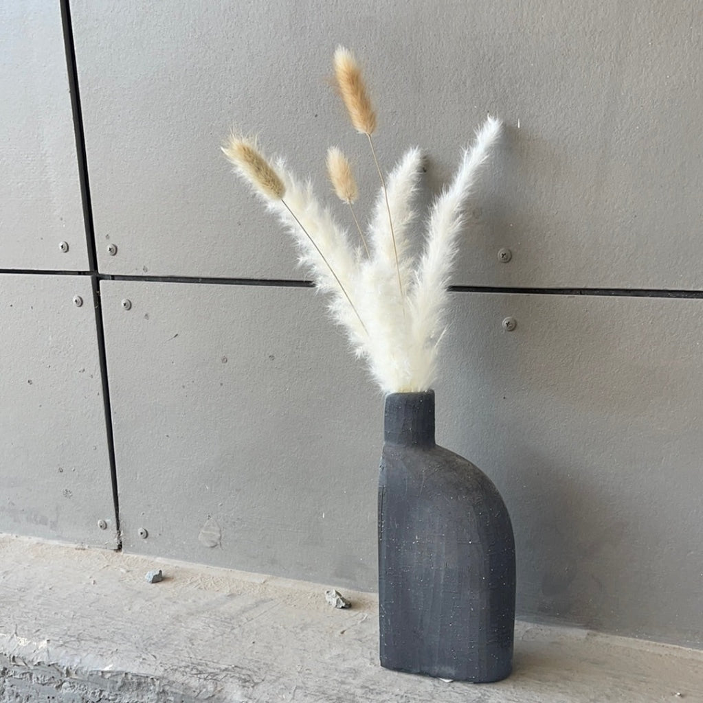 Matte Vase W/ Plume + Bunny Ear Dried Florals