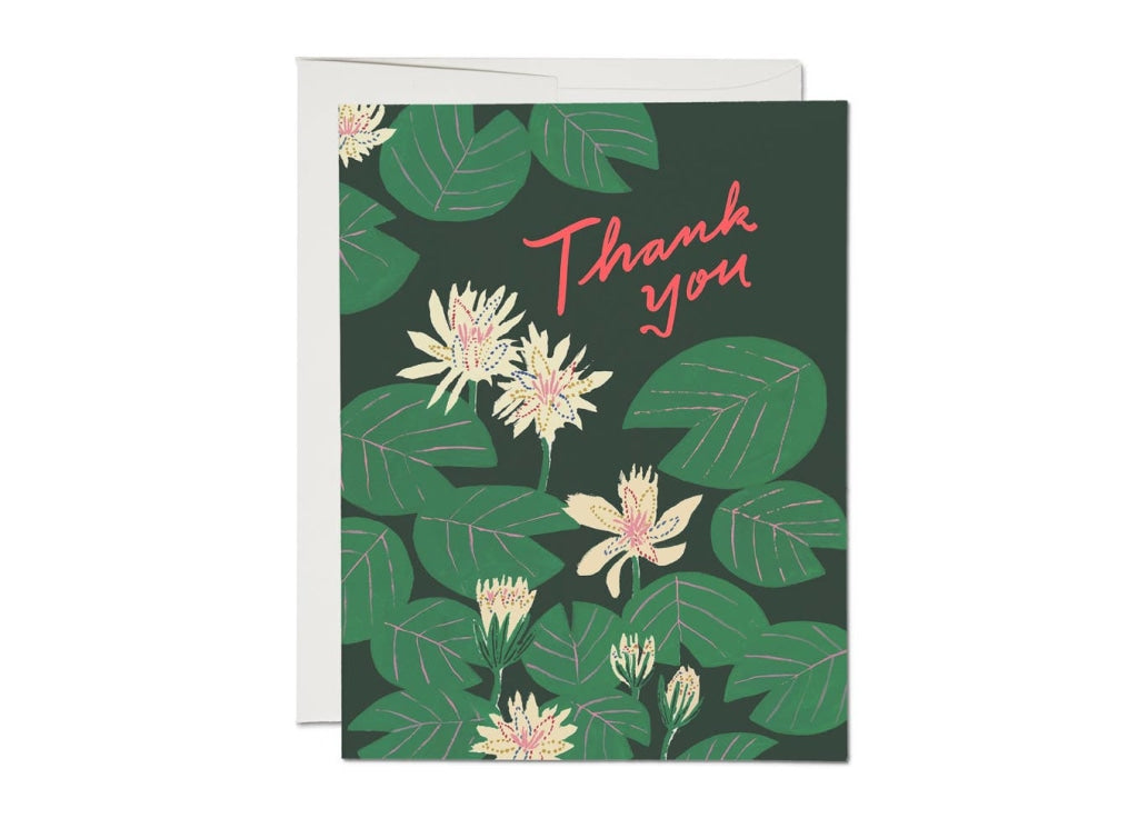 Red Cap Cards - Water Lilies Thank You Greeting Card